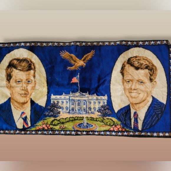 🦅 Vintage 1960s Kennedy Brothers Wall Tapestry Patriotic Home Décor EXCELLENT